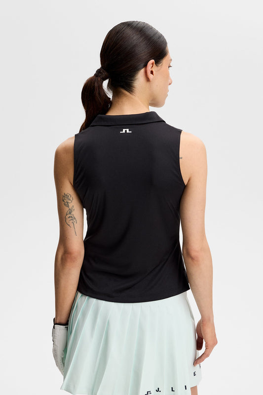 Leah Sleeveless Polo / Black