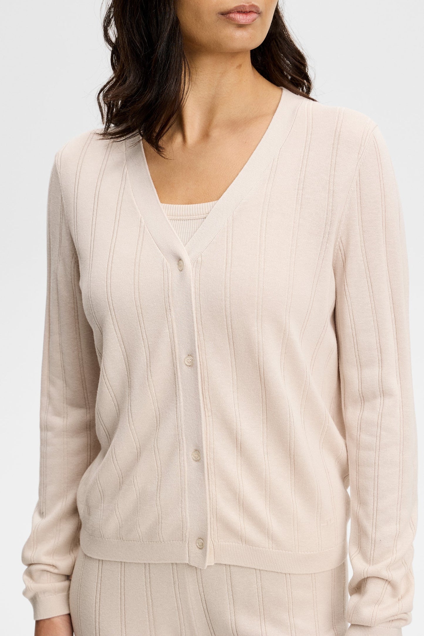 Vanja Wide Rib Cardigan / Moonbeam