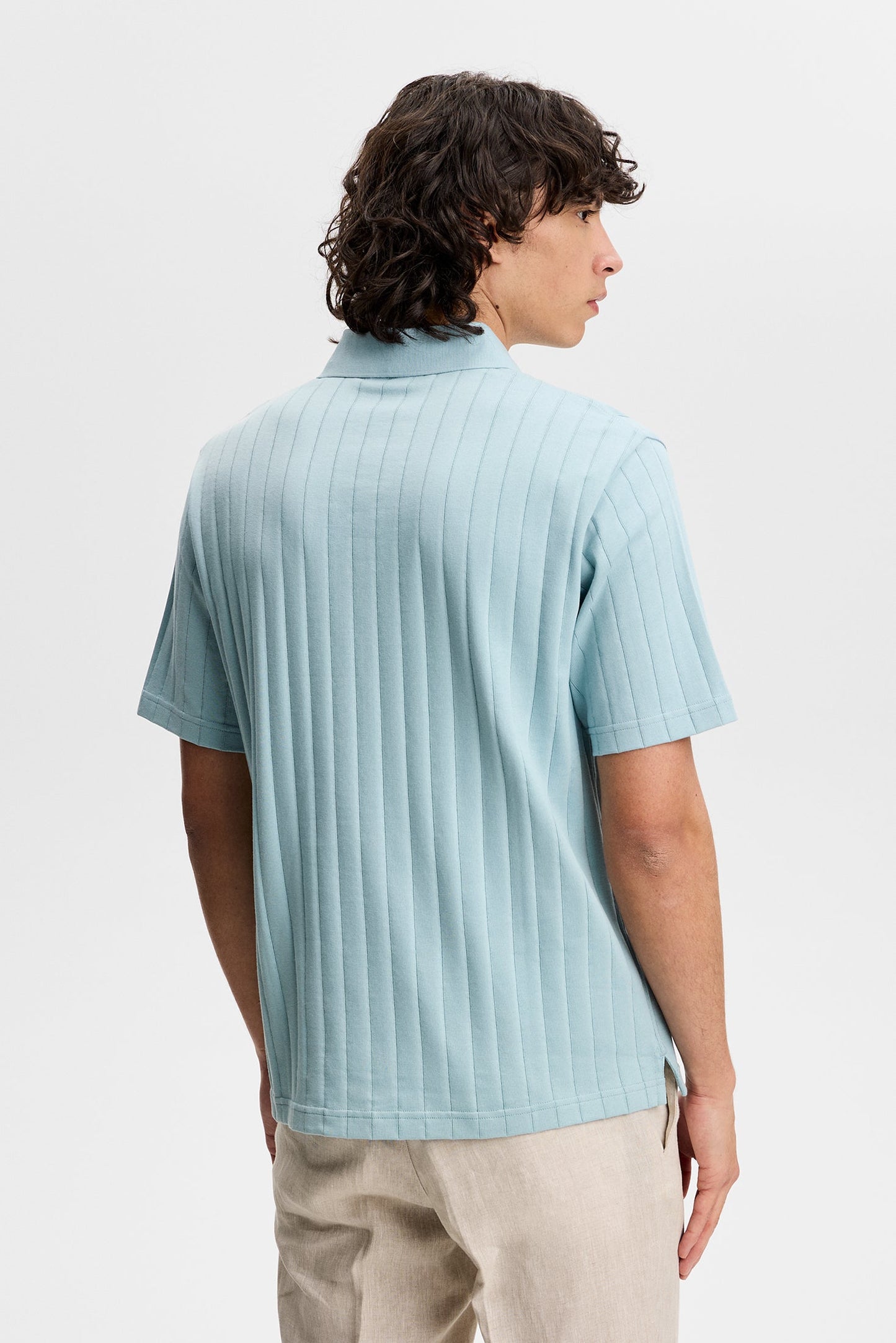 Simon Stripe Polo / Forget-Me-Not